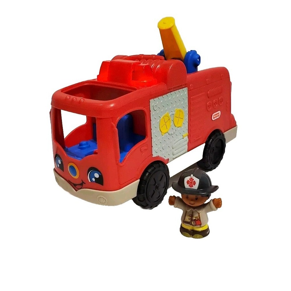 Fisher Price Little People Firetruck Red Toy with Lights Sounds and 1 Figure
